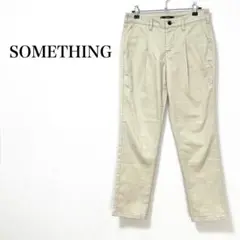 サムシング チノパン テーパードパンツ フロントタック メンズ 綿ミックス