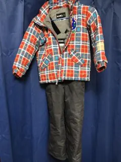 【中古】IGNIO スキーウェア スノーウエア 赤チェック 120サイズ