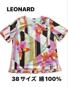 LEONARD レオナール 花柄 半袖カットソー マルチカラー 綿100% 38のサムネイル
