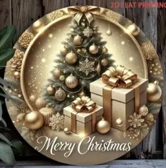 2D ブリキ看板（ゴールド　クリスマスツリー）クリスマスオーナメント　飾り