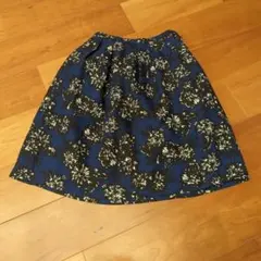 花柄 フレアスカート 膝丈 ブルーのサムネイル