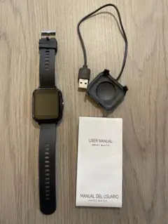 通電確認済　temu スマートウォッチ　黒　ブラック