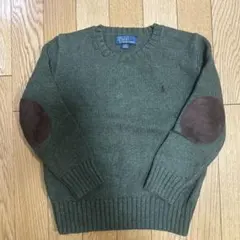 ラルフローレンキッズ　オリーブグリーン セーター 肘パッチ付き