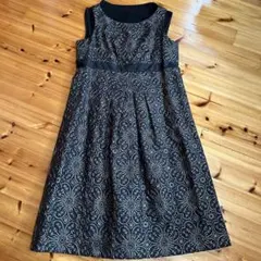 シビラ ノースリーブ ワンピース 刺繍デザイン ブラック 大きいサイズのサムネイル
