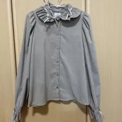 merry jenny petit ribbonコーデュロイブラウス グレー