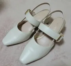 シフォンフィット　ポインテッドトゥ パンプス　アイボリー　24センチのサムネイル