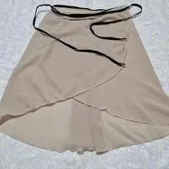 手作りベージュバレエ用巻きスカート　ストレッチリボン付き