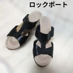 ロックポート レザーウェッジソールサンダル ブラック