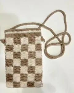 【即購入OK!】スマホショルダー チェック チェッカー クロシェ