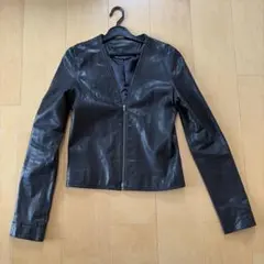 【美品】レザージャケット/羊革/レディースMサイズ相当/ルシェルブルーのサムネイル