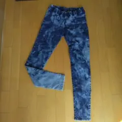 ダークブルー タイダイ風 スキニーデニム　レギパン