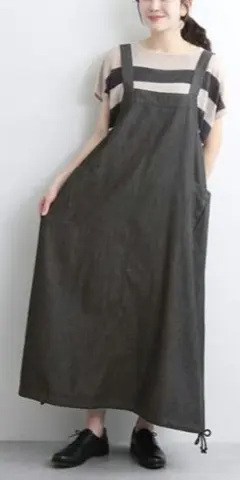 ノースリーブロングワンピース ダークグレー