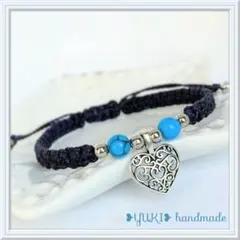 アンクレット orブレスレット 天然石【ターコイズ(練り)+♡チャーム】