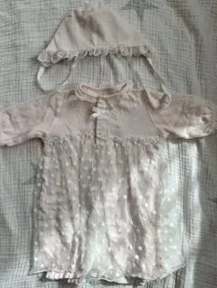 【美品】西松屋 セレモニードレス ベビードレス 帽子付き 50-60 女の子