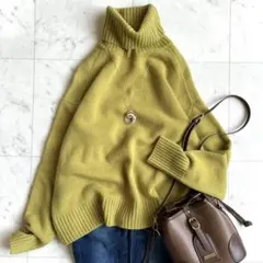 美品 イエナ ニット セーター ウール カシミヤ ハイネック タートル イエロー