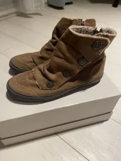 ブラウン スエード レディースショートブーツ