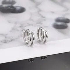 【シルバー】アーチピアス フープピアス 両耳用 ステンレス ユニセックス