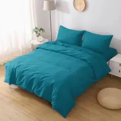 [67]新品未使用 ダブル グリーン 布団カバー 4点セット