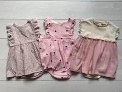 【美品】バースデイ　夏服　3点セット　ロンパース　80 チェック　ノースリーブ