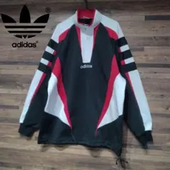 adidas　90s　ロゴ刺繍　ハーフジップ　トラックジャケット　デサント社製