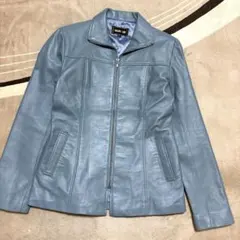 【美品】ENGLAND LAMB くすみブルーラムスキンジャケット サイズ13