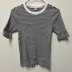 UNIQLO 半袖Tシャツ M ブラック・ホワイトストライプ