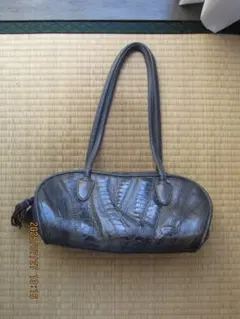 IBIZA レザーバッグ　ハンドバッグ　本革　パイソン　グレー　型押し