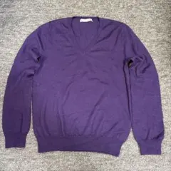 【HUMAN WOMAN】紫 Vネック長袖セーター