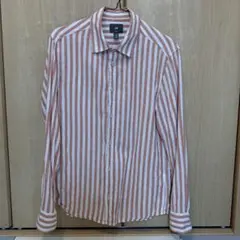 H&M Sサイズ　ストライプ 長袖シャツ レッド　ホワイト　コットンリネンのサムネイル