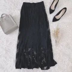dazzlin 総レース　ブラック マキシ丈 ロングスカート L