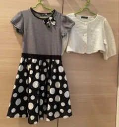 Bebe べべ ワンピース & カーディガン 130cm セットドット リボン