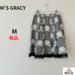 【美品・クリーニング済】M'S GRACY カメリア柄 フレアスカート 38のサムネイル