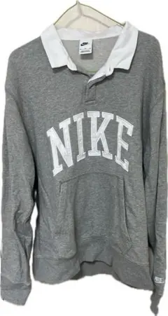 Nike グレー ロングスリーブ フリース ポロ　メンズ