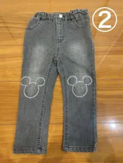 プティマイン　ミッキー刺繍 グレー ロングパンツ 100cm