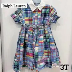 Ralph Lauren 半袖ワンピース 3T チェック柄　襟付　ラルフローレン
