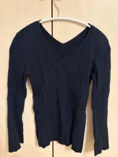 ミラオーウェン オーガニックコットンVネックリブニット 長袖 セーター