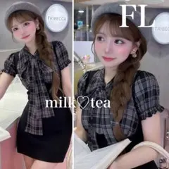 新品タグ付 ダーリッチ レイヤードライクボウタイニットミニワンピース FL