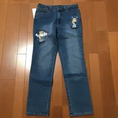 デニム　　アルベロベロ風　クマの刺繍入