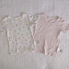 【美品】95cm 花柄・無地シャツ肌着 2枚セット