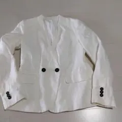 美品ザラ麻 100 ノーカラージャケット手洗い可