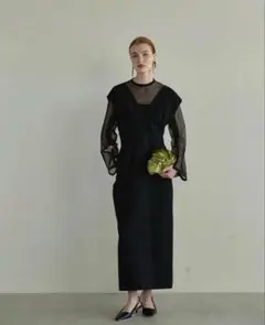 ANDRESD /アンドレスド V line jacquard dress L