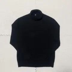 [美品]UNIQLO カシミヤ100% タートルネックセーター 黒色 サイズL