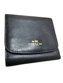 COACH 黒 レザー 三つ折り財布