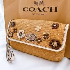 COACH コーチ クラッチ ストロー カゴバッグ セカンドバッグ 2way