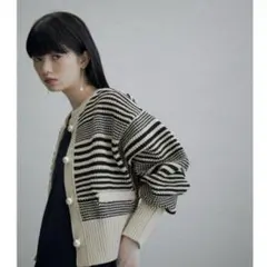 ADAM ET ROPE パターンニットカーディガン　ボーダー