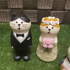 デコレ コンコンブル 猫 ウェディング 置物 2点セット