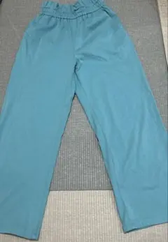 GU 青緑色 ロングパンツ　ワイドパンツ