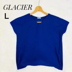 GLACIER Vネック Tシャツ L グラシア 青 ブルー おしゃれ グラシア