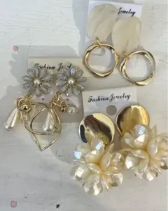 3点セット　375 ハンドメイド　樹脂　金属　ピアス　イヤリング　まとめ売り