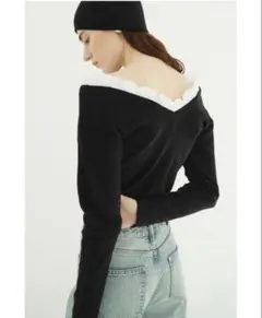 CLANE 2WAY FRILL V NECK KNIT TOPS